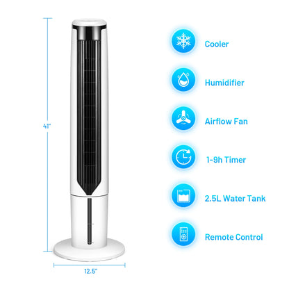Gymax 41'' Tower Fan 3 in 1 Evaporative Air Cooler Humidifier w/ Remote Control