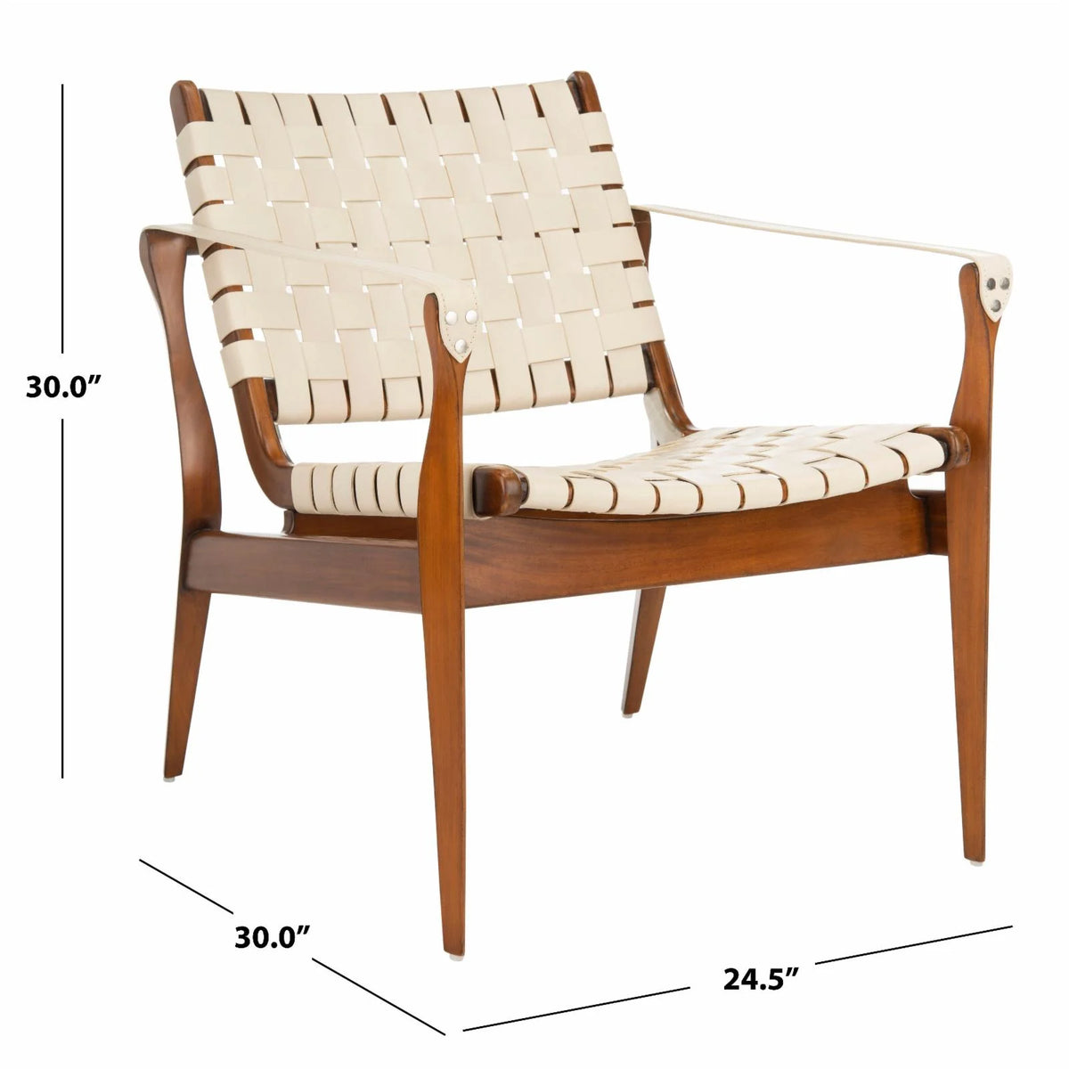 SAFAVIEH Couture Dilan Modern Leather Solid Safari Chair, Brown/Light Brown