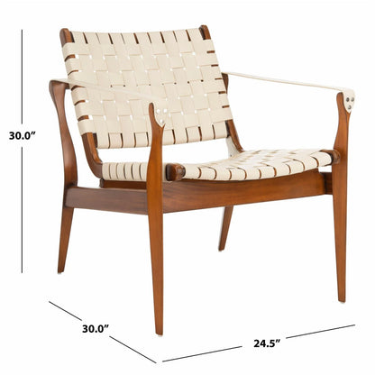 SAFAVIEH Couture Dilan Modern Leather Solid Safari Chair, Brown/Light Brown