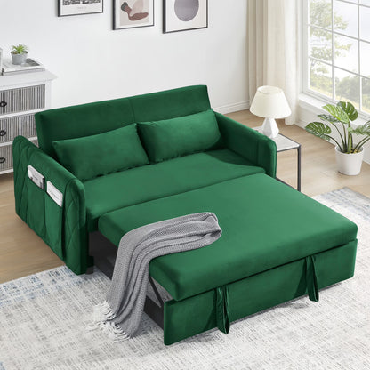 Convertible Sofa Bed,3 in 1 Sleeper Sofa with 2 Pillows and Adjustable Backrest for Living Room Office,Black
