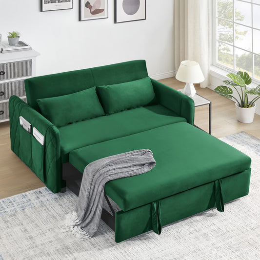 Convertible Sofa Bed,3 in 1 Sleeper Sofa with 2 Pillows and Adjustable Backrest for Living Room Office,Black
