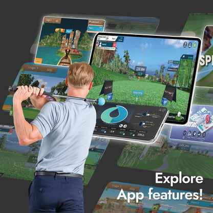 PHIGOLF Home Golf Game Simulator: Enjoy Interactive Golf with Motion Sensor & Swing Stick for Indoor & Outdoor Fun – 38,000+ Courses Worldwide, Compatible with Android, iOS, App & E6 Connect