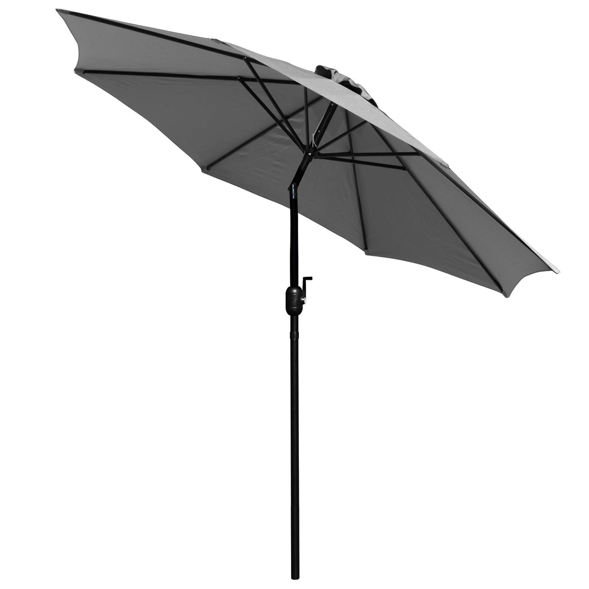 Merrick Lane Patio Umbrella with Base - 9' Tan Polyester Patio Umbrella - 30+ UV Protection - Waterproof Black Cement Base with 1.5" Diameter Aluminum Pole