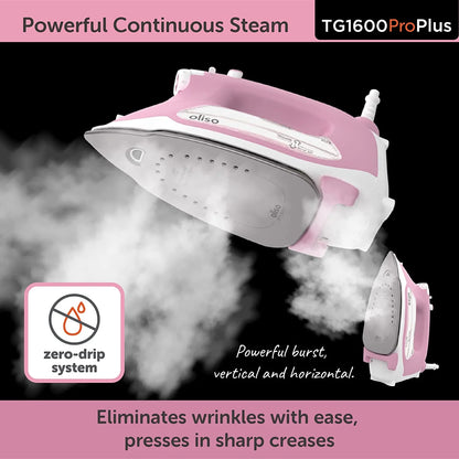 Oliso Pro Plus Ceramic-Coated Steam Iron, Blue