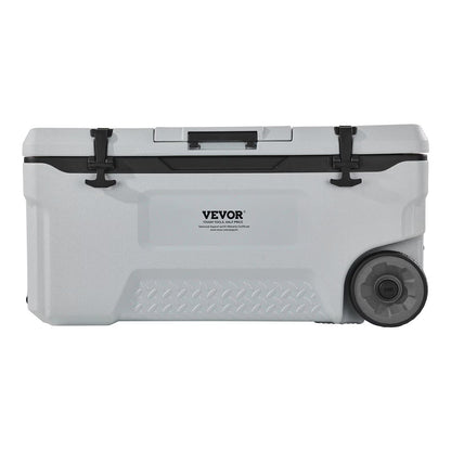 74 QT Wheeled Cooler - 120 Can Capacity Portable Ice Chest with Heavy-Duty Wheels & Cup Holders, Insulated Outdoor Cooler for Camping, Tailgating, Beach & BBQs, Leak-Proof Drain & Extended Cold Reten