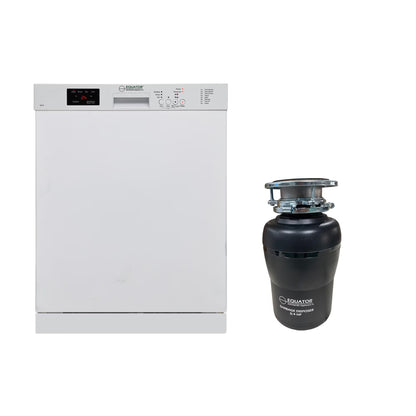 Equator 24 in Dishwasher 14 place + 3/4 HP Garbage Disposer QUIET 51dB 110V