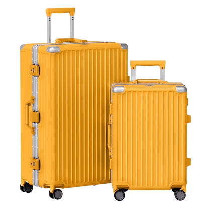 Luggage Aluminium Frame PC ABS Hardshell Suitcase with Spinner Wheels TSA Lock Zipperless Luggage 28 inch Silver