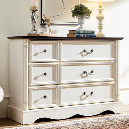 ZBOM 9 Drawer Dresser, 54 Inch Wide Farmhouse Style Chest of Drawers with Charging Station, Distressed Finish Design, Modern Storage Dresser Organizer TV Stand for Bedroom, Living Room