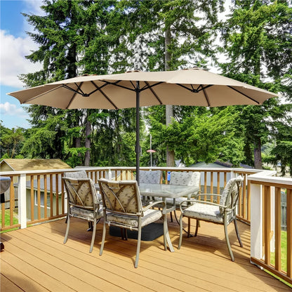 Topeakmart 13ft Patio Parasol Canopy with Crank, Tan
