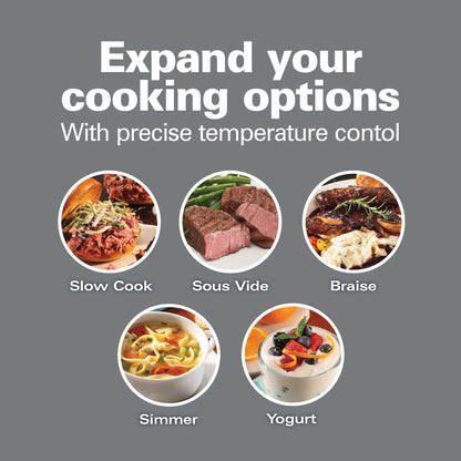 Hamilton Beach 6 Qt Programmable Slow Cooker with Temperature Probe, Stoneware Crock with Removable Pot, Stainless Steel