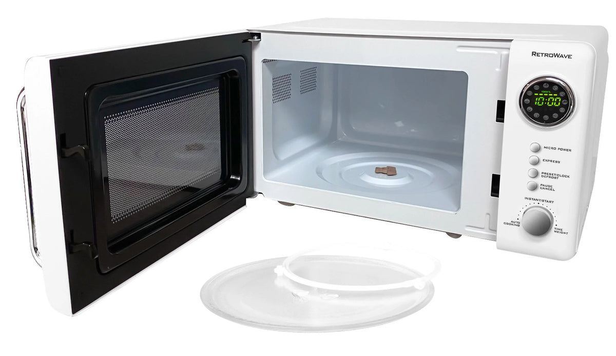 Nostalgia Retro Compact Countertop Microwave Oven - 0.7 Cu. Ft. - 700-Watts with LED Digital Display - Child Lock - Easy Clean Interior - Orange