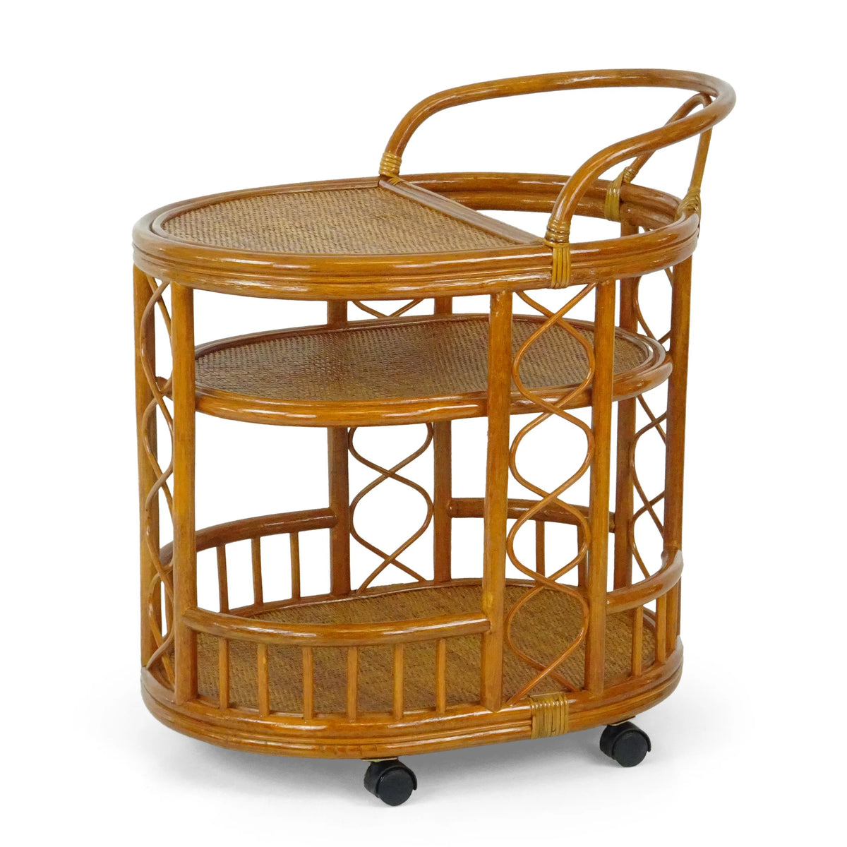 SK New Interiors Trolly Moving Serving Cart Bar Table ECO Natural Rattan Wicker Handmade, Colonial