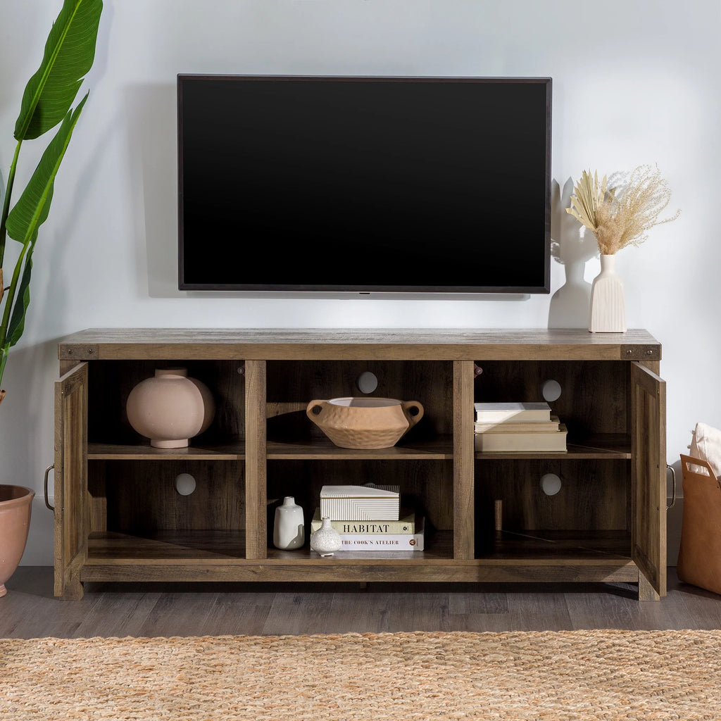 Walker Edison Modern Farmhouse Barn Door TV Stand for TVs up to 65", Grey Wash