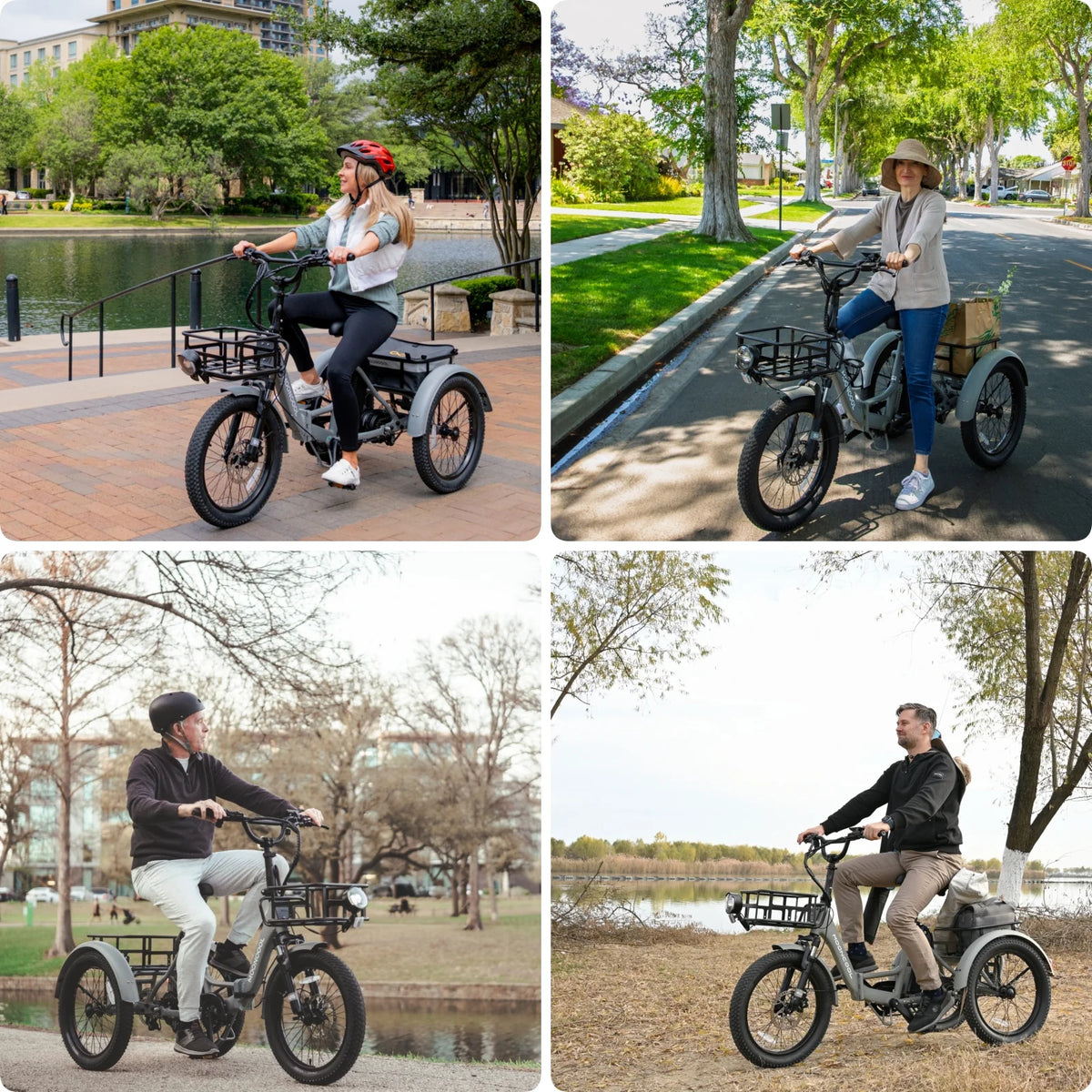 MOONCOOL TK1 Folding Electric Tricycle for Adults,48V 14.5Ah Removable battery, 500W（Peak 1000w）Motor, 20" Fat Tire Step-Thru 3Wheel Electric Bicycle w/Front&Rear Baskets, Certified to UL 2849 by SGS