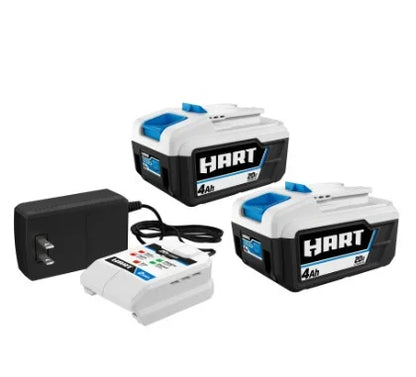HART 20V Dual Function Inflator with 2-Pack 4AH Battery Kit Bundle