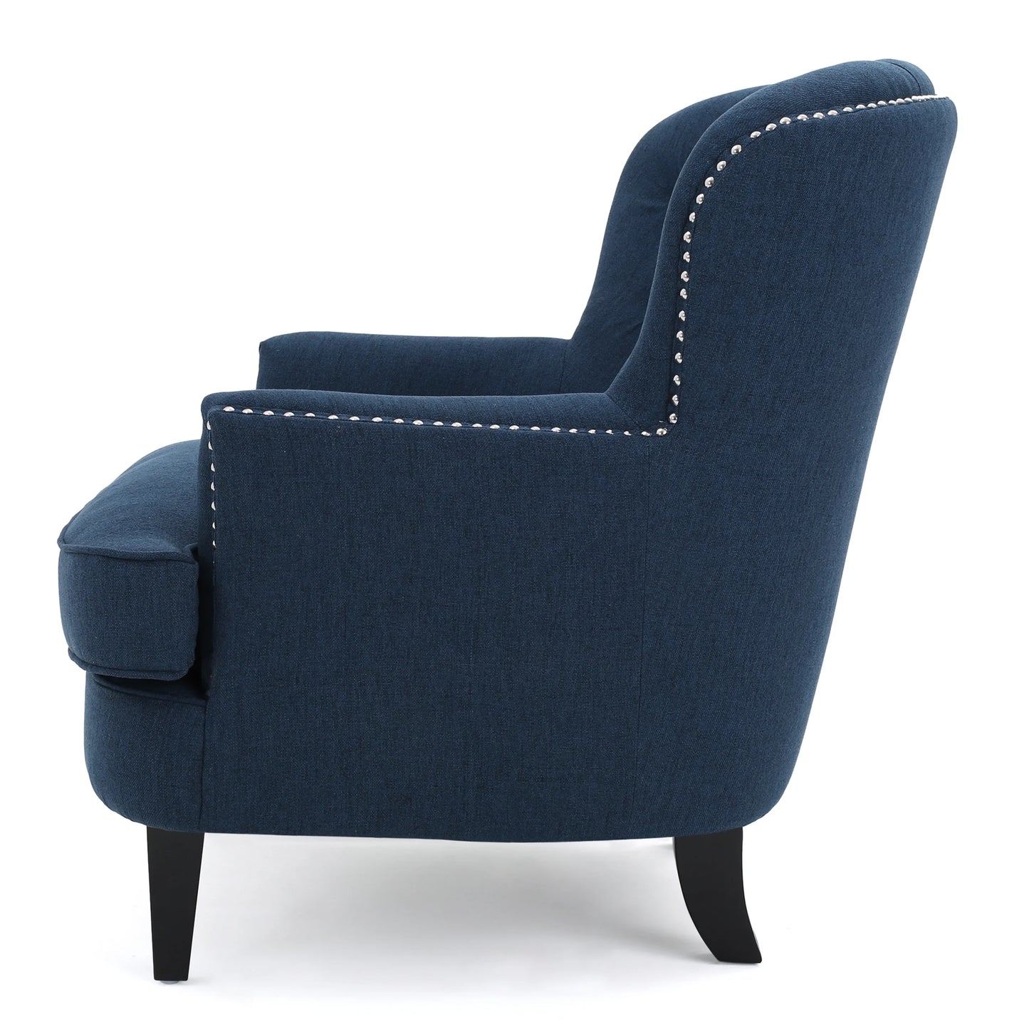 Noble House Tanner Tufted Fabric Club Accent Chair, Dark Blue