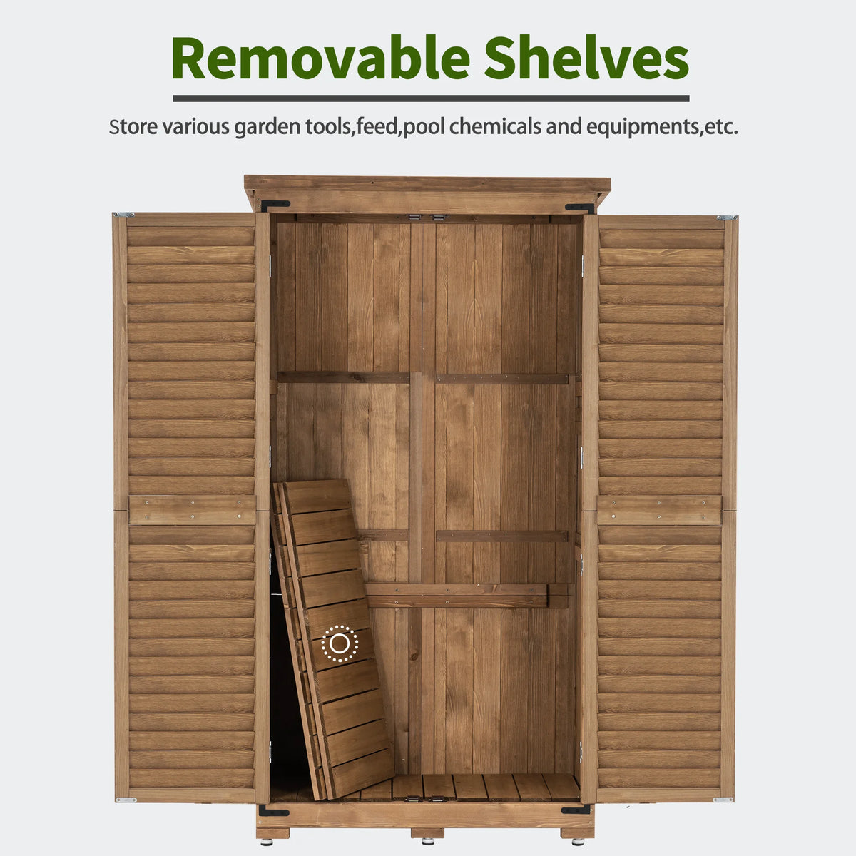 MCombo Tall Garden 1.52 x 2.85 ft. Wood Storage Shed, Brown