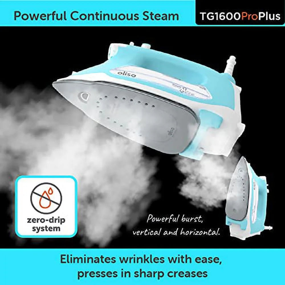 Oliso Pro Plus Ceramic-Coated Steam Iron, Blue