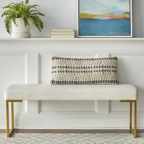 TMS Delarue Upholstered Bench, White Velvet