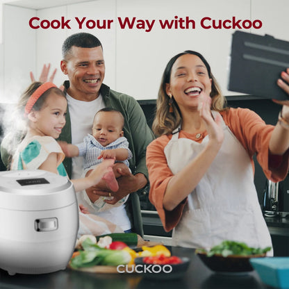 CUCKOO Rice Cooker 20 Cups Cooked Warmer with Nonstick Pot 16 Menu Modes and Micom Fuzzy Logic Tech with Auto Clean Features in White (CR-1020F)