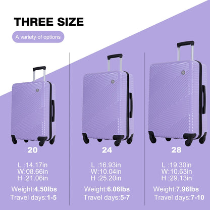 Tripcomp Luggage 3 Piece Set,Suitcase with Spinner Wheels Hardside Lightweight Luggage 20in24in28in.(Blue)