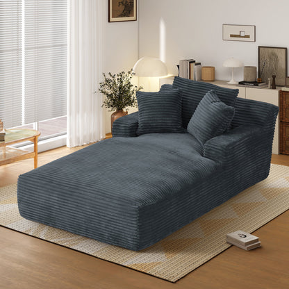 Aukfa 78.7" Extra Long Chaise Lounge Sofa, Oversized Upholstered Couch with 3 Pillows for Indoor Living Room/Bedroom,Orange