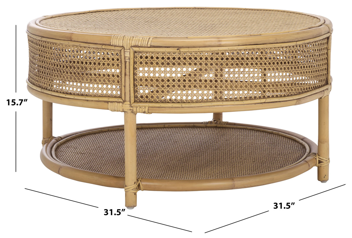 SAFAVIEH Modern Round Rattan Coffee Table, Natural