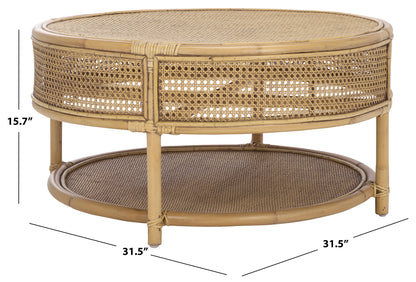 SAFAVIEH Modern Round Rattan Coffee Table, Natural