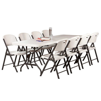 Lifetime Combo Set of (4) 8-Foot Rectangle Folding Tables & (32) Chairs, Indoor/Outdoor Use, White (80147)