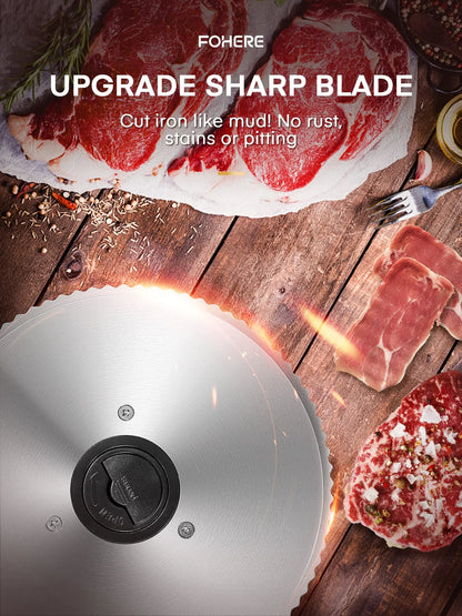 FOHERE Meat Slicer Electric Deli Food Slicer with 7.5" Removable Stainless Steel Blade, Cuts Meat, Cheese, Bread, Silver