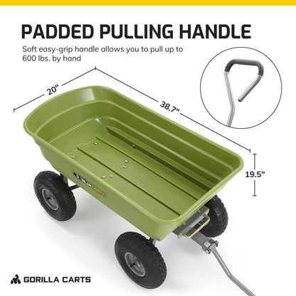 Gorilla Carts 4 Cu Ft Poly Garden Dump Cart with Quick-Release, 600 lb Capacity, Green