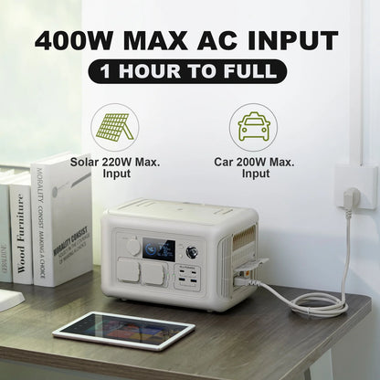 ALLPOWERS Beige R600 Portable Power Station 600W, 299Wh LiFePO4 Battery, Wireless Charging, Solar Generator Charger for Camping, Home Backup, Emergency, off-Grid, Power Outage