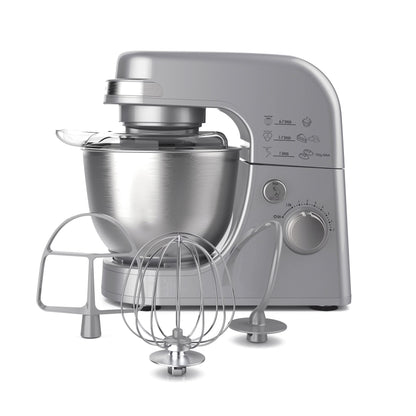 Hamilton Beach 4 Quart Stand Mixer for Kitchen, 7 Speeds, Tilt-Head, Dough Hook, Whisk & Flat Beater, White