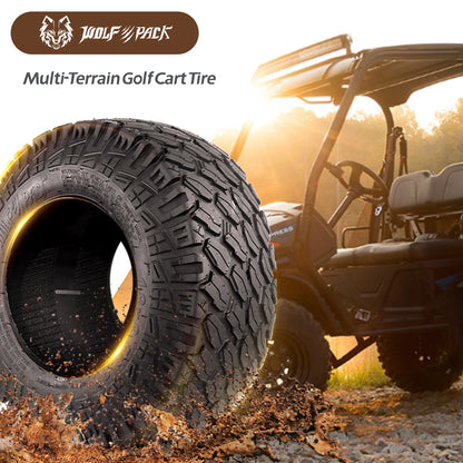 Set 4 WOLF PACK 18X8.50-8 Golf Cart Tires Non-Directional Tubeless Tire Multi-Terrain Tire with Superior Traction and Mud-Resistant Self-Cleaning Tread Design for Long-Lasting Performance