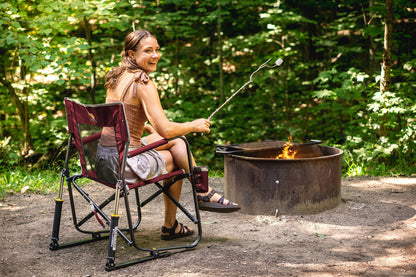 GCI Outdoor Freestyle Rocker Foldable Rocking Camp Chair, Maroon