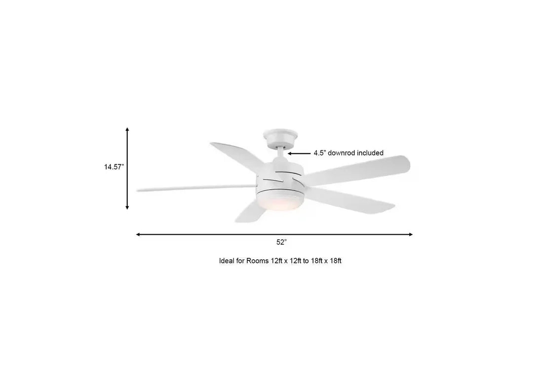 Hampton Bay Averly 52" LED Matte White Ceiling Fan w/Color Changing Technology