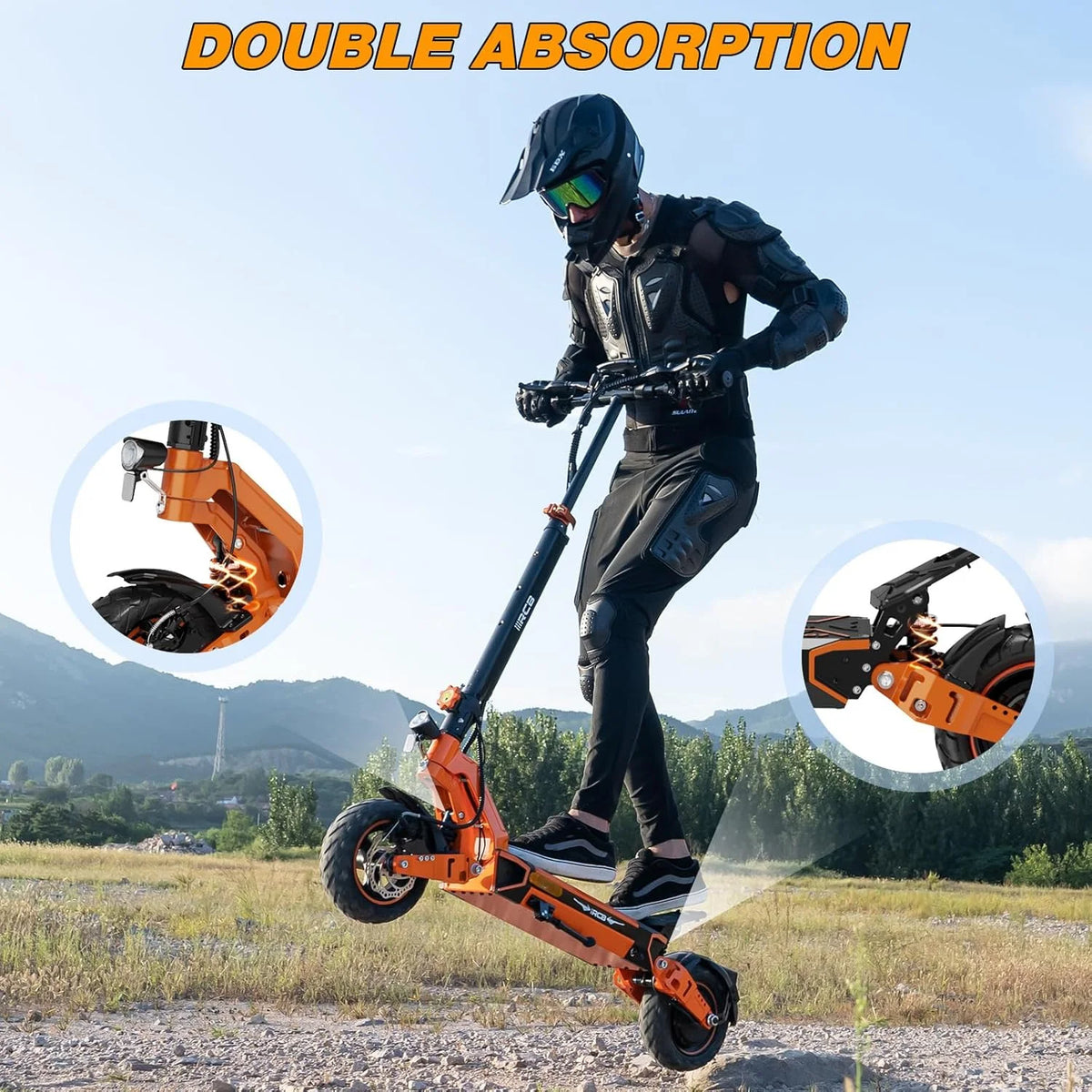 Electric Scooter for Adults, Max 70miles Range, 1000W Motor, 48V 27Ah Battery, 10" Anti-Flat Tires, Dual Shocks, APP Control&NFC - RCB D7PRO