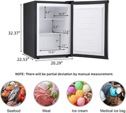 KNDKO 3.2Cu.ft Upright Freezer, Compact Freezer with Removable Shelves, Adjustable Thermostat for Home/Kitchen/Office, Black