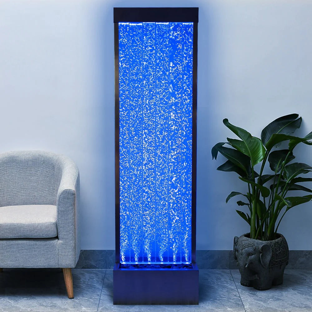 72'' Acrylic Bubble Fountain, Standing Bubble Panel, Color Lights/Remote Ctrl