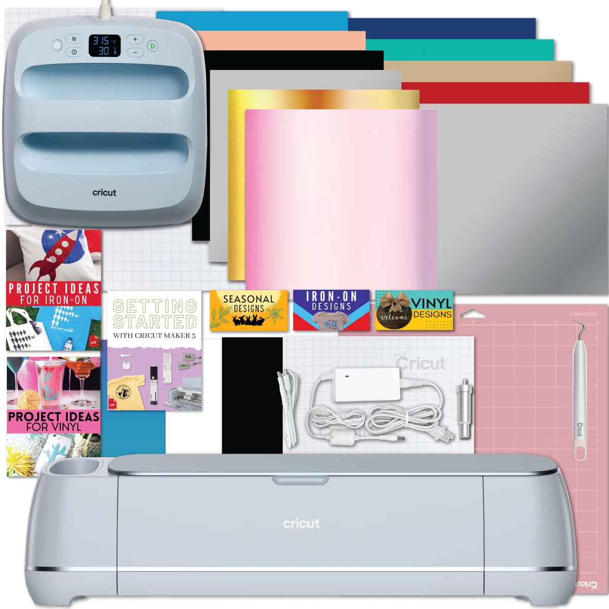Cricut Maker 3 Electric Die-Cutting Machine with Rainbow Vinyl and Tools Bundle