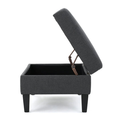 Noble House Sahara Fabric Storage Ottoman, Dark Grey