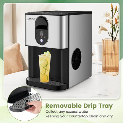 Costway 56 lbs/24 H Pepple Chewable Countertop Ice Maker with Self-Cleaning System