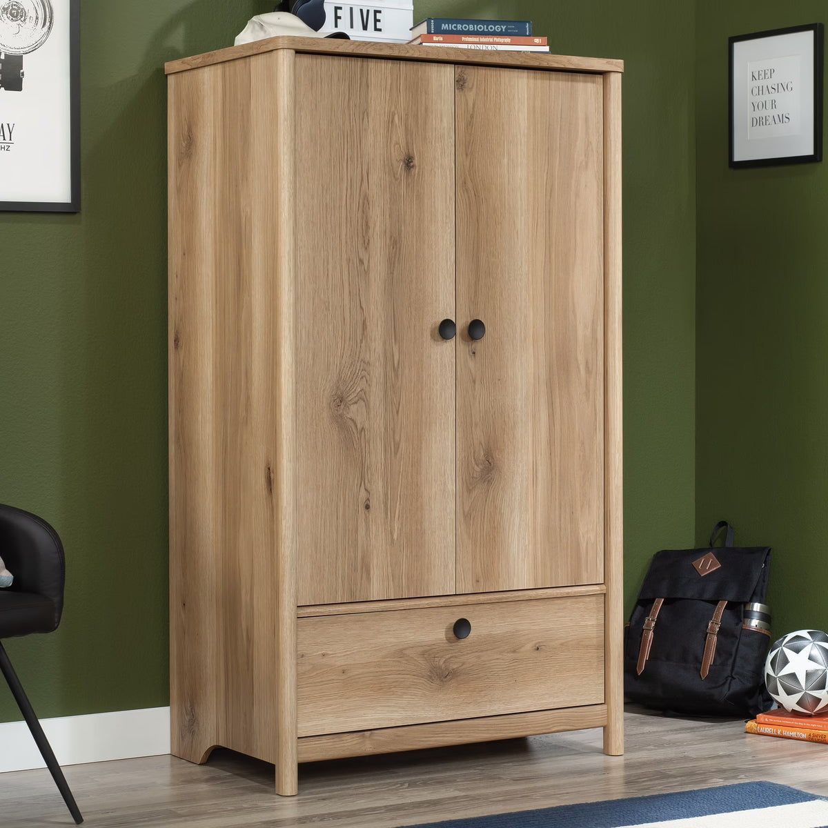 Sauder Dover Edge Armoire, Glacier Oak Finish