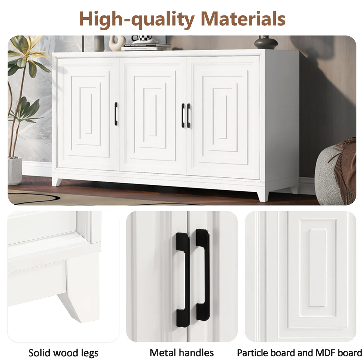 Euroco Modern TV Stand with Adjustable Shelves & Solid Wood Legs �C Media Console Cabinet with Storage for Living Room or Bedroom