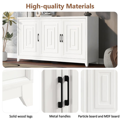 Euroco Modern TV Stand with Adjustable Shelves & Solid Wood Legs �C Media Console Cabinet with Storage for Living Room or Bedroom