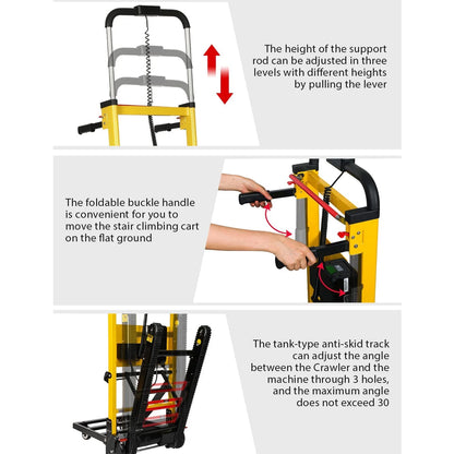 Rocita Electric Stair Climbing Truck, 441lb Load Heavy Duty Folding Stair Climber Dolly Moving Cart with 6 Wheels, Hand Truck Motor Battery Powered Truck