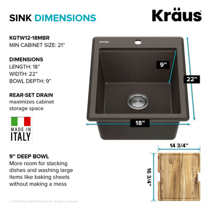 KRAUS Bellucci 18 Granite Composite Workstation Drop-In Top Mount Single Bowl Kitchen Bar Sink in White with Accessories