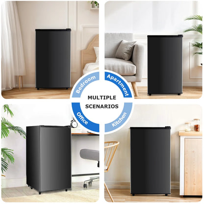 Beddle Mini Fridge with Freezer 3.2 Cu.ft Small Refrigerator for Dorm Bedroom, Compact Refrigerators Single Door Adjustable Thermostat Low Noise,Silver