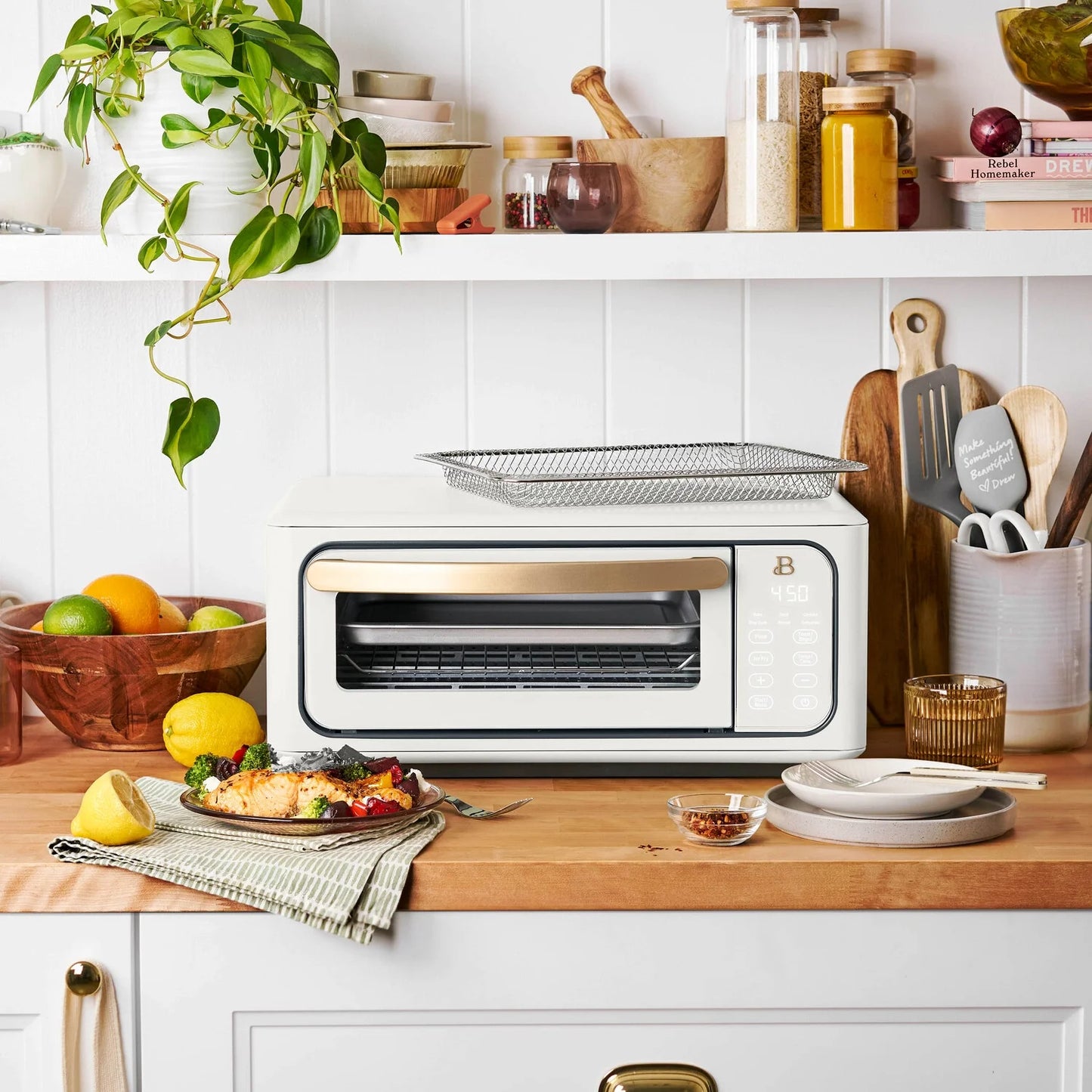 Beautiful Infrared Air Fryer Toaster Oven, 9-Slice, 1800 W, White Icing by Drew Barrymore