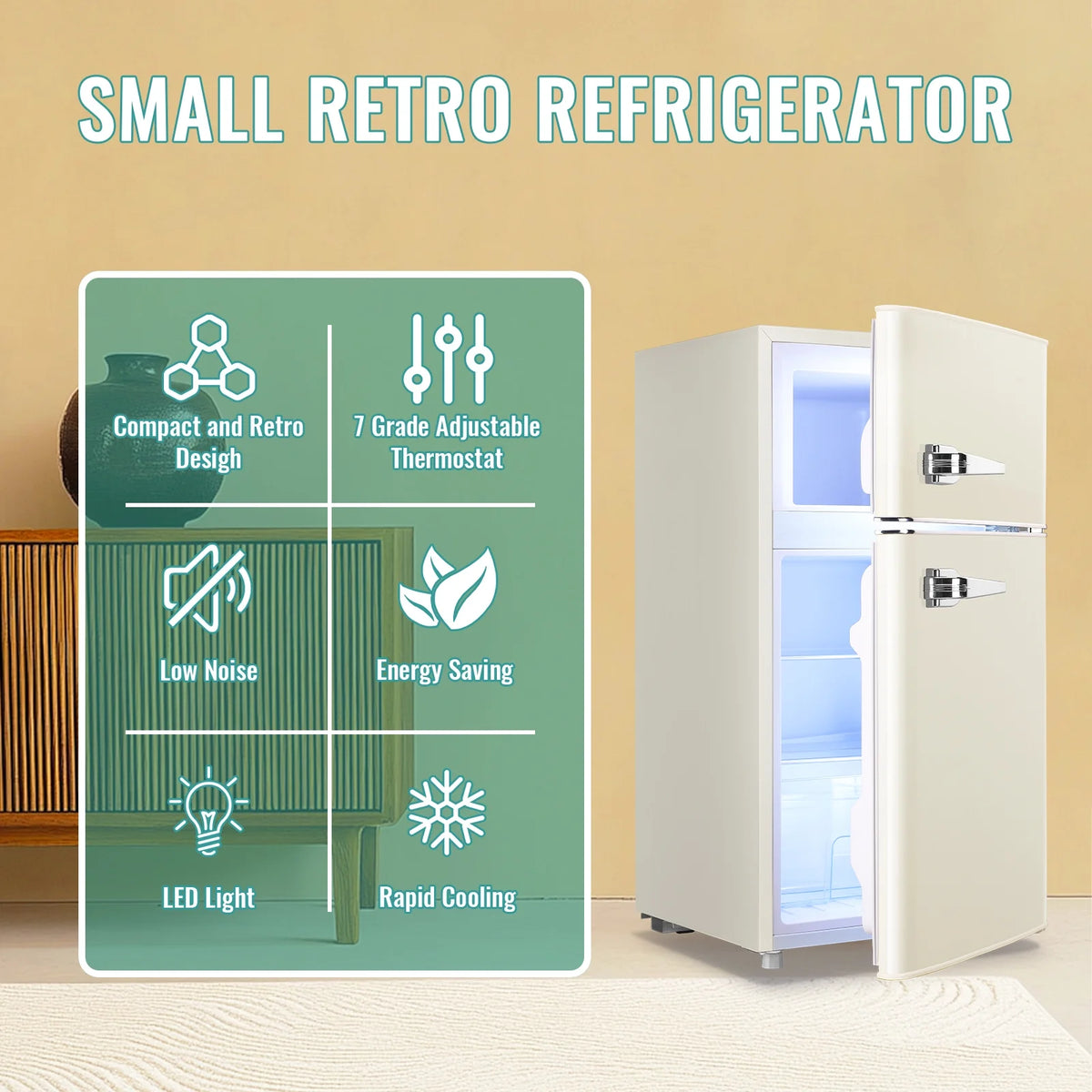 TACOOL Refrigerator with Top Freezer 3.5Cu.ft Two Door Small Mini Fridge with Extra Drink Space for Home Office Dorm Red